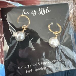 Gold and White Pearl Earrings